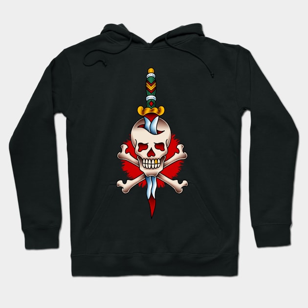 OldSalt American Traditional Dagger & Skull Hoodie by OldSalt